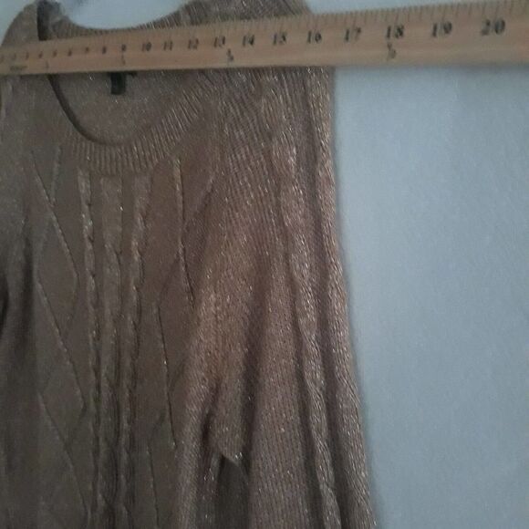 Apt 9 Sweater Top Womens Large Gold Metallic Sparkle Long Sleeves - Picture 6 of 11